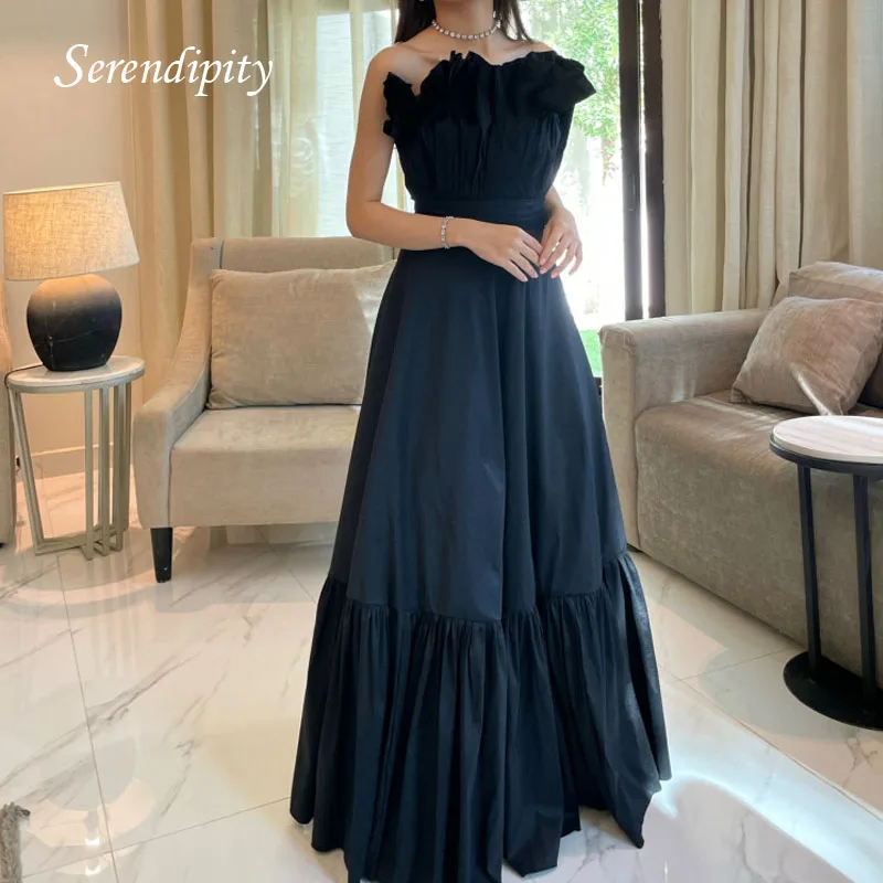 Serendipity Simple Black Strapless Gowns Formal Occasion Tiered Evening Dress 2023 Slim Fit Ruffless A-LINE Prom Skirt ثوب رسمي 
Serendipity Simple Black Strapless Gowns Formal Occasion Tiered Evening Dress 2023 Slim Fit Ruffless A-LINE Prom Skirt ثوب رسمي