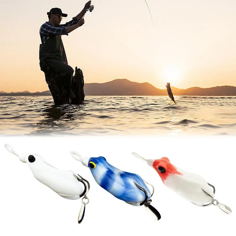 

Fishing Lures Soft Silicone Thunder Frog Bait For Bass Pike Jig Spoon Lure Double Hook Topwater Swimbait Freshwater Frogs L5J1