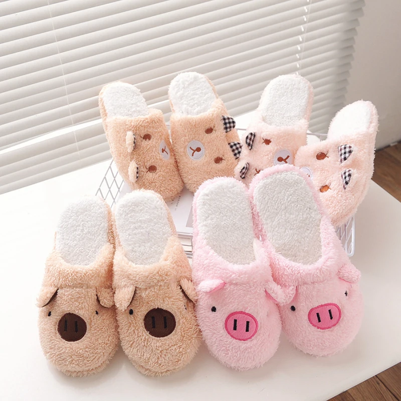 

Winter Women Slipper Home Shoes For Women Chinelos Pantufas Adulto Fashion Lovely Bear Pig Indoor House Slippers With Fur