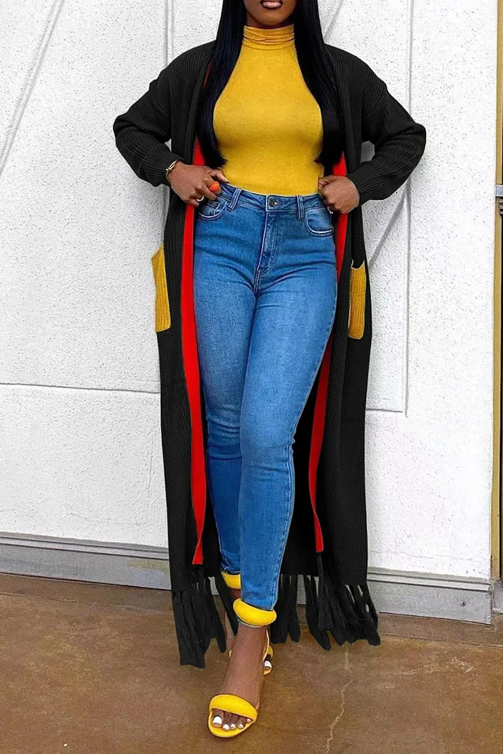 Black Plus Size Daily Outerwear Autumn Winter Fashion Women Long Sleeve Loose Knitted Fringe Colorblock Cardigan Outerwear 2024
Black Plus Size Daily Outerwear Autumn Winter Fashion Women Long Sleeve Loose Knitted Fringe Colorblock Cardigan Outerwear 2024