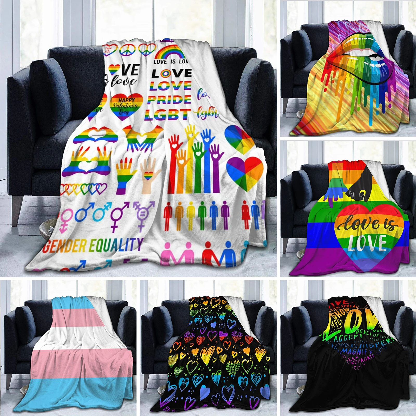 Rainbow Pride LGBT Flannel Blanket Vintage Throw Blankets for Bed Sofa Couch Lightweight Soft Cozy Bed Warm Gay Lesbian Blanket
Rainbow Pride LGBT Flannel Blanket Vintage Throw Blankets for Bed Sofa Couch Lightweight Soft Cozy Bed Warm Gay Lesbian Blanket