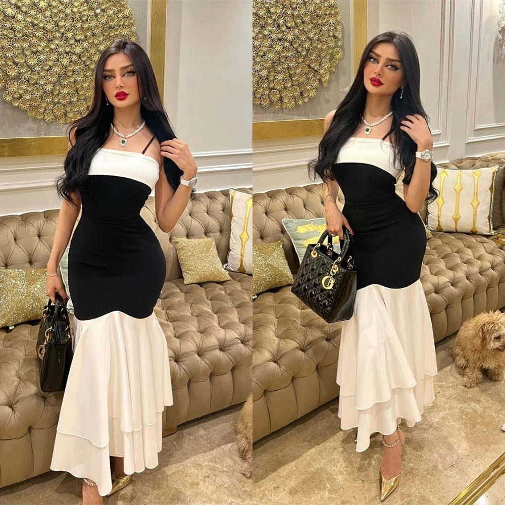 Elegant Square Mermaid Anke Length Evening Dresses Draped Chiffon Formal Occasion Gown vestido feminino festa luxoفستان سهرهفسات 
Elegant Square Mermaid Anke Length Evening Dresses Draped Chiffon Formal Occasion Gown vestido feminino festa luxoفستان سهرهفسات