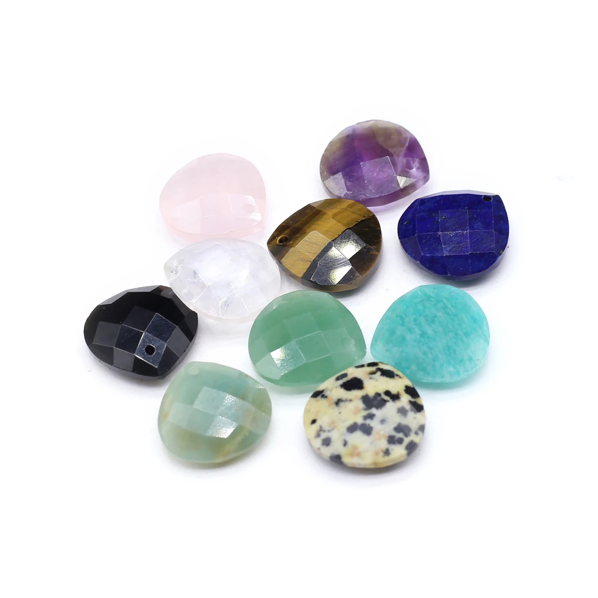 

5 Pcs Water Drop Shape Faceted Random Healing Crystal Stone Pendants Agate Charms for Making Jewelry Necklace Gift