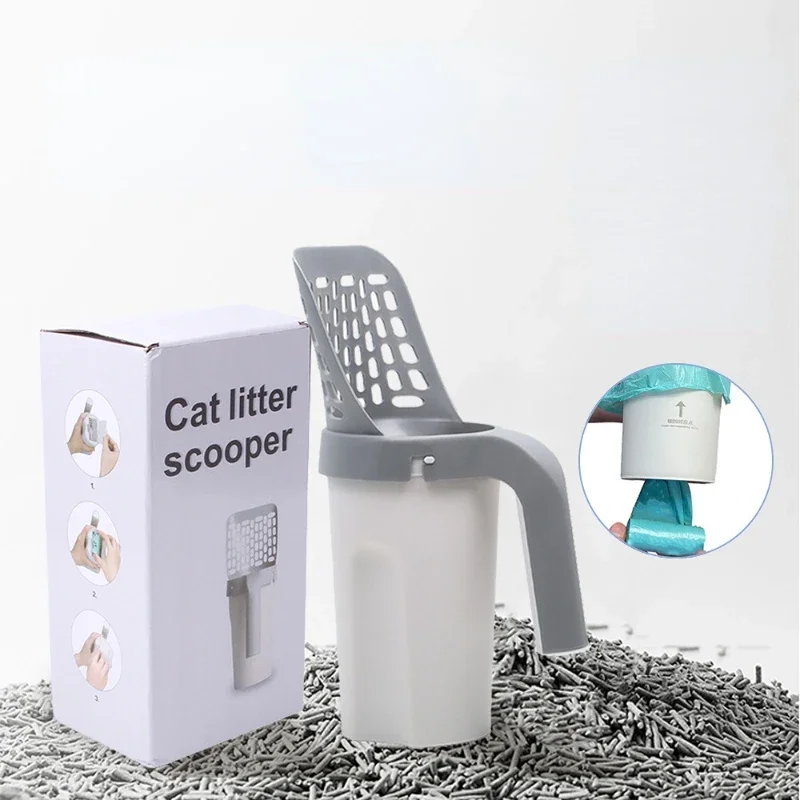 

Cat Litter Scoop Removable portable Cats Sand Shovel Toilet Garbage Picker With Bag, Filter For Cat Litter SandBox Self Cleaning