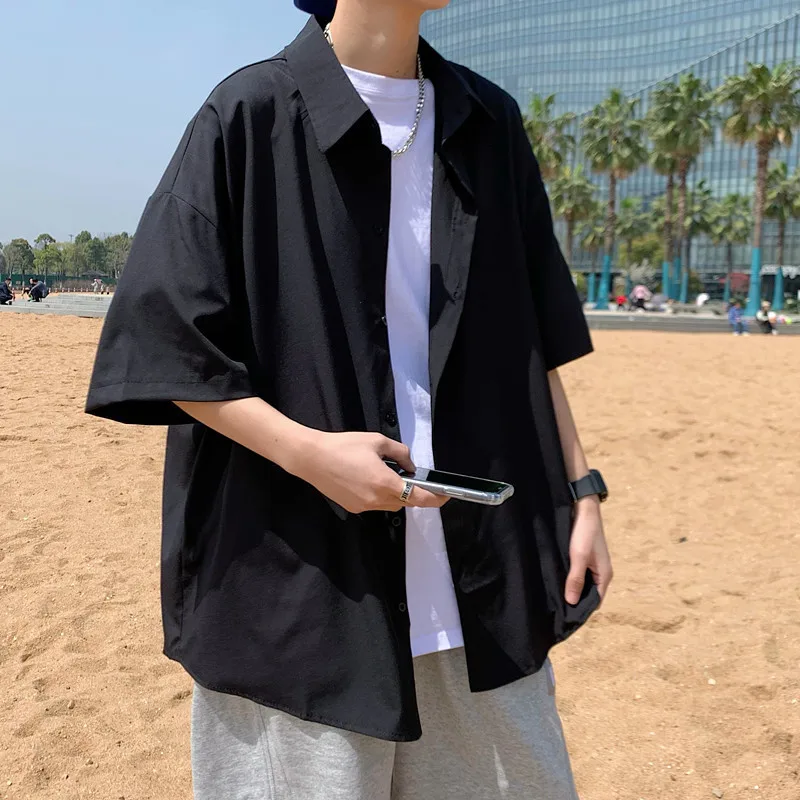 Shirt Men's Versatile Short Sleeved Loose Fitting Quarter Sleeved Shirt Summer Trend Casual Coat Cardigan Shirts Men Streetwear
Shirt Men's Versatile Short Sleeved Loose Fitting Quarter Sleeved Shirt Summer Trend Casual Coat Cardigan Shirts Men Streetwear