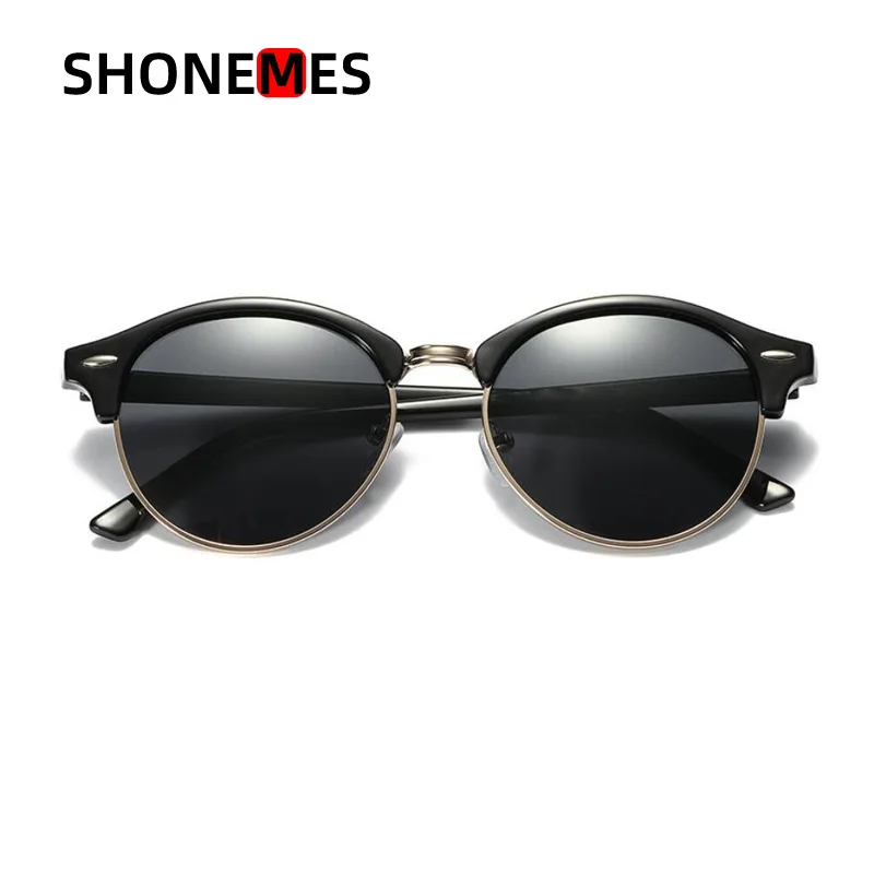 

ShoneMes Round Sunglasses Classic Half Frame Polarized Shades Outdoor UV400 Driving Sun Glasses for Men Women