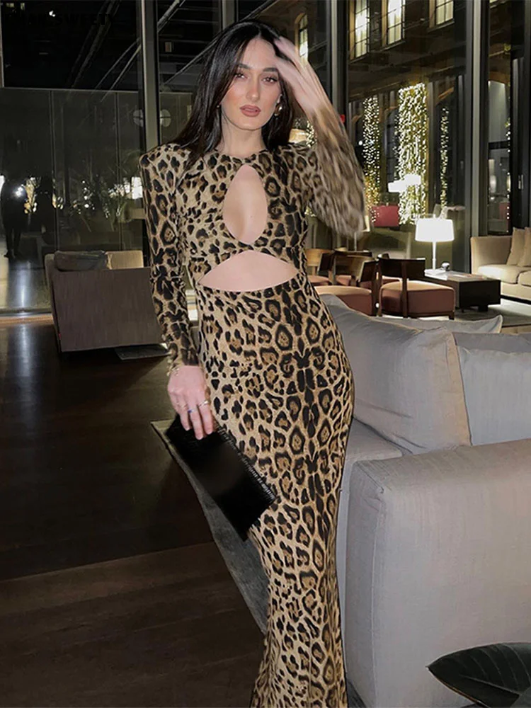 Sexy Leopard Print Long Sleeve Maxi Dress Women Round Neck Hollow Out Wrap Hip Robes 2024 Fashion Lady Party Prom Vestidos
Sexy Leopard Print Long Sleeve Maxi Dress Women Round Neck Hollow Out Wrap Hip Robes 2024 Fashion Lady Party Prom Vestidos