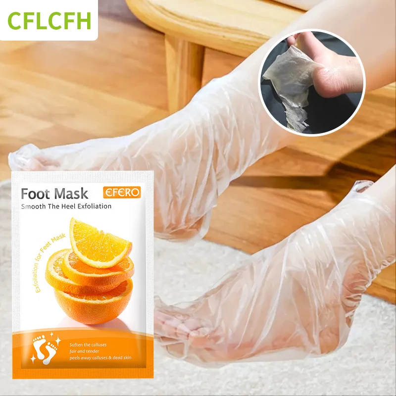 

Exfoliating Foot Mask Anti Drying Cracking Heel Peeling Dead Skin Remover Feet Moisturizing Spa Pedicure Scrub Socks Orange Mask