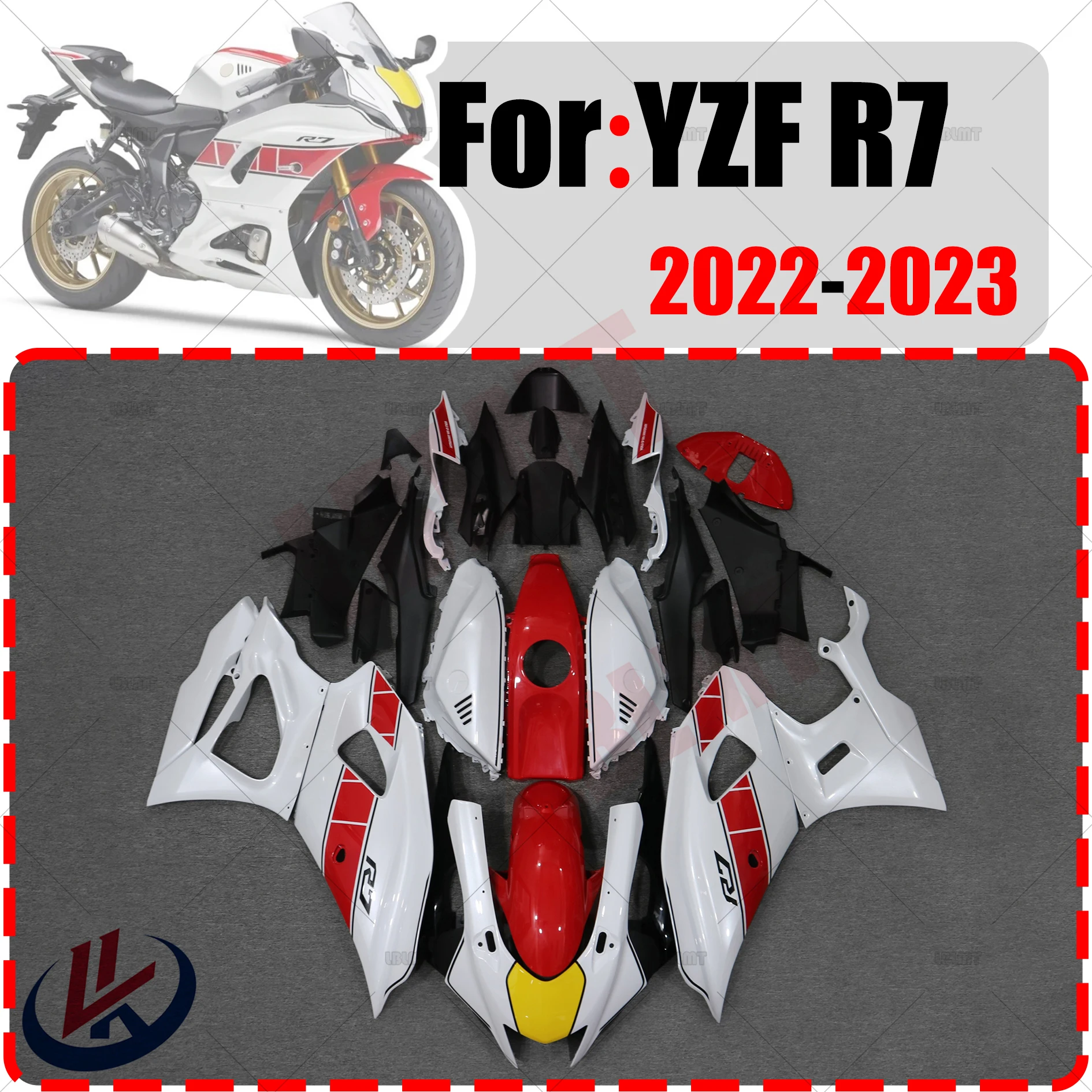 

Комплект обтекателей для мотоцикла, подходит для YAMAHA YZF700 YZF R7 YZFR7 2022 2023, комплект кузова из высококачественного АБС-пластика, полный обтекатель