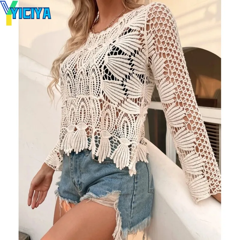 YICIYA Casual Solid Color Sweater Pullovers Hollow Out Fishnet Summer Fashion Loose Long Sleeve Y2k Holes Shirt Women Harajuku
YICIYA Casual Solid Color Sweater Pullovers Hollow Out Fishnet Summer Fashion Loose Long Sleeve Y2k Holes Shirt Women Harajuku