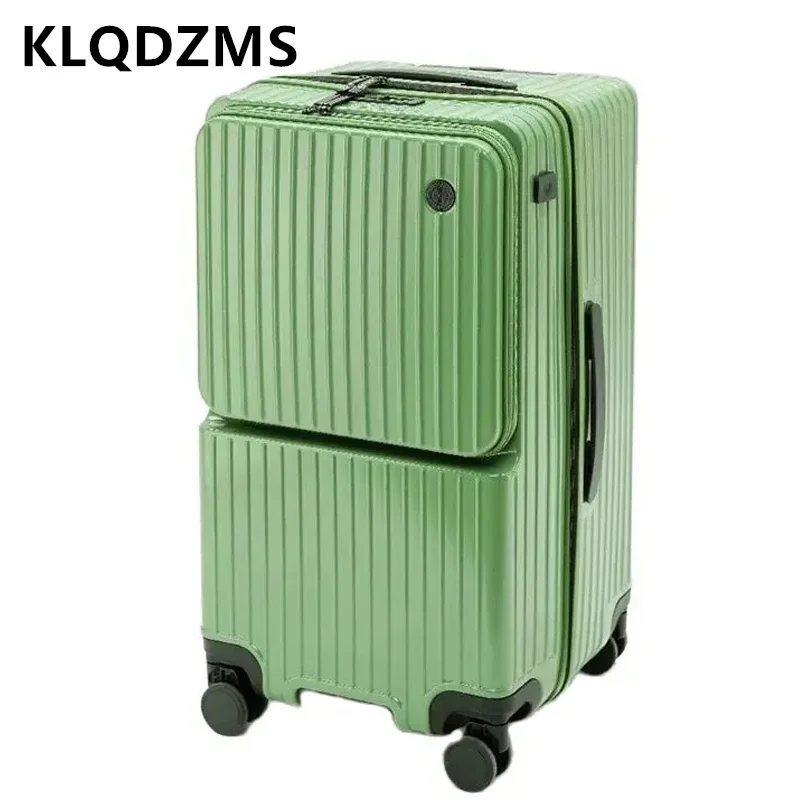 

KLQDZMS USB Charging Suitcase Front Opening Laptop Boarding Case 24"26"28"30 Inch High Capacity Trolley Case 20" Rolling Luggage