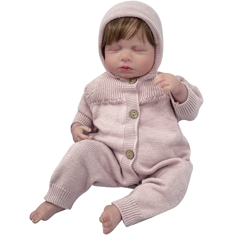 

48CM Finished Reborn Baby Doll Loulou Newborn Lifelike Soft Touch 3D Skin Hand-Rooted Hair Visible Veins Bebe Doll