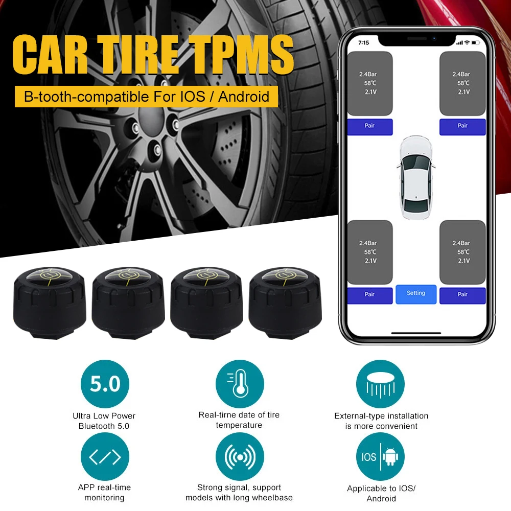2/3/4pcs Car Tire Pressure Monitoring System TPMS4 Car Tire Pressure Sensor External Sensors Real-time Pressure Sensor For Car
2/3/4pcs Car Tire Pressure Monitoring System TPMS4 Car Tire Pressure Sensor External Sensors Real-time Pressure Sensor For Car