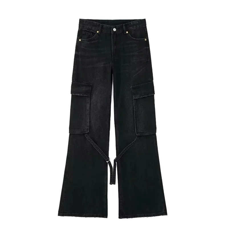 TRAF Pockets Cargo Jeans For Woman Y2K Black Mid-Rise Straight Leg Denim Pants Autumn Female Clothing Chic Full-Length Trousers
TRAF Pockets Cargo Jeans For Woman Y2K Black Mid-Rise Straight Leg Denim Pants Autumn Female Clothing Chic Full-Length Trousers