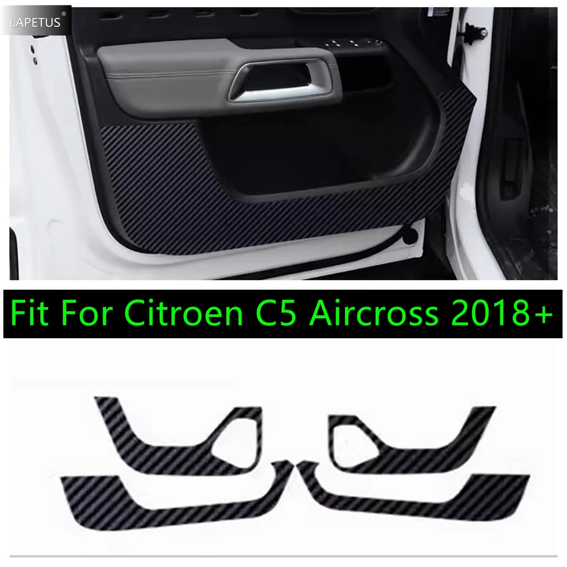 

Accessories Door Anti Kick Pad Edge Film Protect For Citroen C5 Aircross 2018 - 2024 Carbon Fiber Look Sticker Interior Modified
