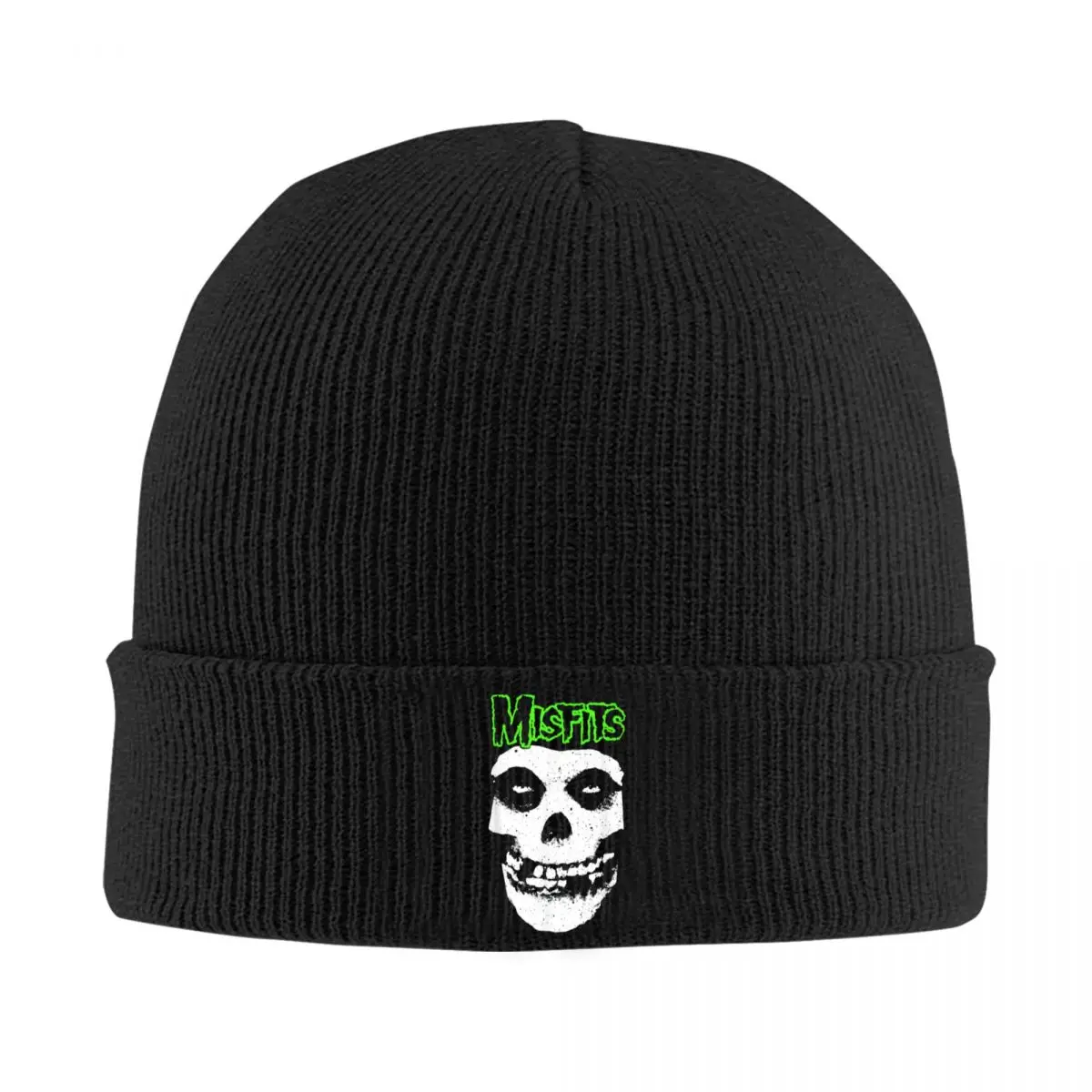 

Misfits Green Skull Knitted Caps Women's Men's Beanie Autumn Winter Hats Acrylic Heavy Metal Crochet Melon Cap