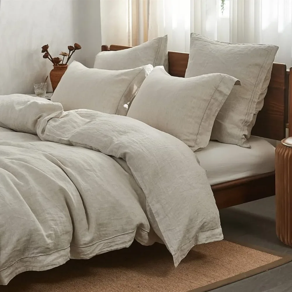Beds Sheets Set 100% Linen Duvet Set with Washed - 3 Pieces (1 Duvet Cover with 2 Pillow Shams) Farmhouse - Linen, King Size
Beds Sheets Set 100% Linen Duvet Set with Washed - 3 Pieces (1 Duvet Cover with 2 Pillow Shams) Farmhouse - Linen, King Size