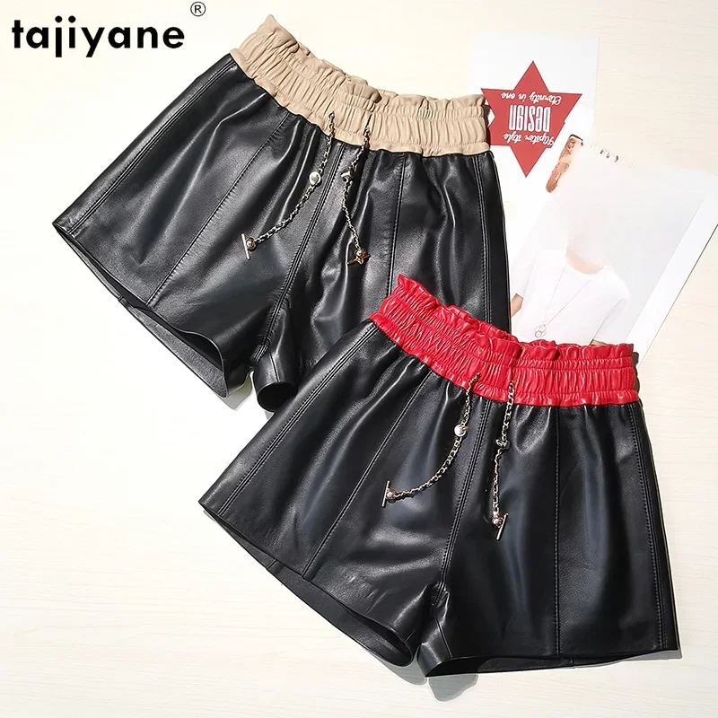 Tajiyane High Waist Black Short Women Real Sheepskin Leather Shorts for Women Elastic Waist Wide Leg Short Spring Summer Shorts
Tajiyane High Waist Black Short Women Real Sheepskin Leather Shorts for Women Elastic Waist Wide Leg Short Spring Summer Shorts
