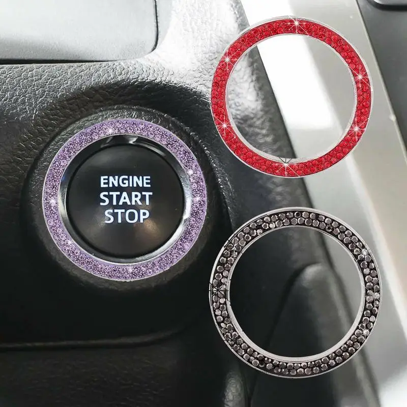 

Car Engine Start Button Bling Rhinestones Car Engine Push To Start Button Ring Automotive Interior Decoration Accessory For