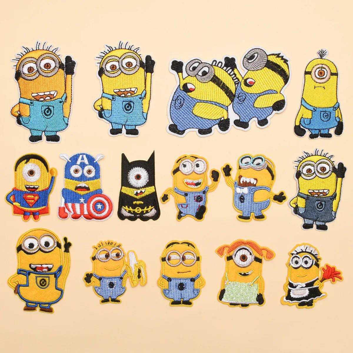 

10/15Pcs Cartoon Cute Little Yellow Man Clothing Embroidery ironing Patch stickers Child clothing T-shirt Backpack decor Badge