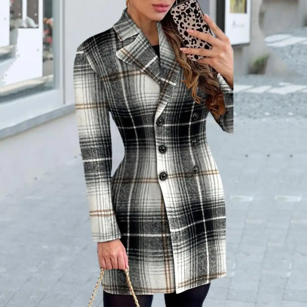 Long Sleeve Formal Coat Plaid Print Double-breasted Women's Suit Coat for Fall Winter Business Style Commute Jacket with Slim
Long Sleeve Formal Coat Plaid Print Double-breasted Women's Suit Coat for Fall Winter Business Style Commute Jacket with Slim