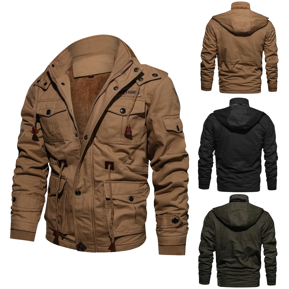 Men Fleece Jacket Cargo Casual Hoodied Coat Outwear Windbreaker Long Sleeve Top Mid-length Coats Warm Jackets
Men Fleece Jacket Cargo Casual Hoodied Coat Outwear Windbreaker Long Sleeve Top Mid-length Coats Warm Jackets