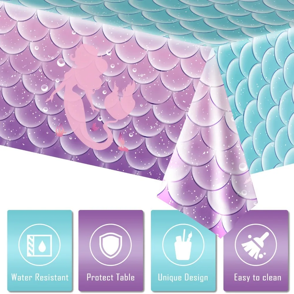 4 Pcs PE Little Mermaid Party Decorations 54X108inch Multifunctional Mermaid Birthday Decorations Practical Mermaid Table Decor
4 Pcs PE Little Mermaid Party Decorations 54X108inch Multifunctional Mermaid Birthday Decorations Practical Mermaid Table Decor