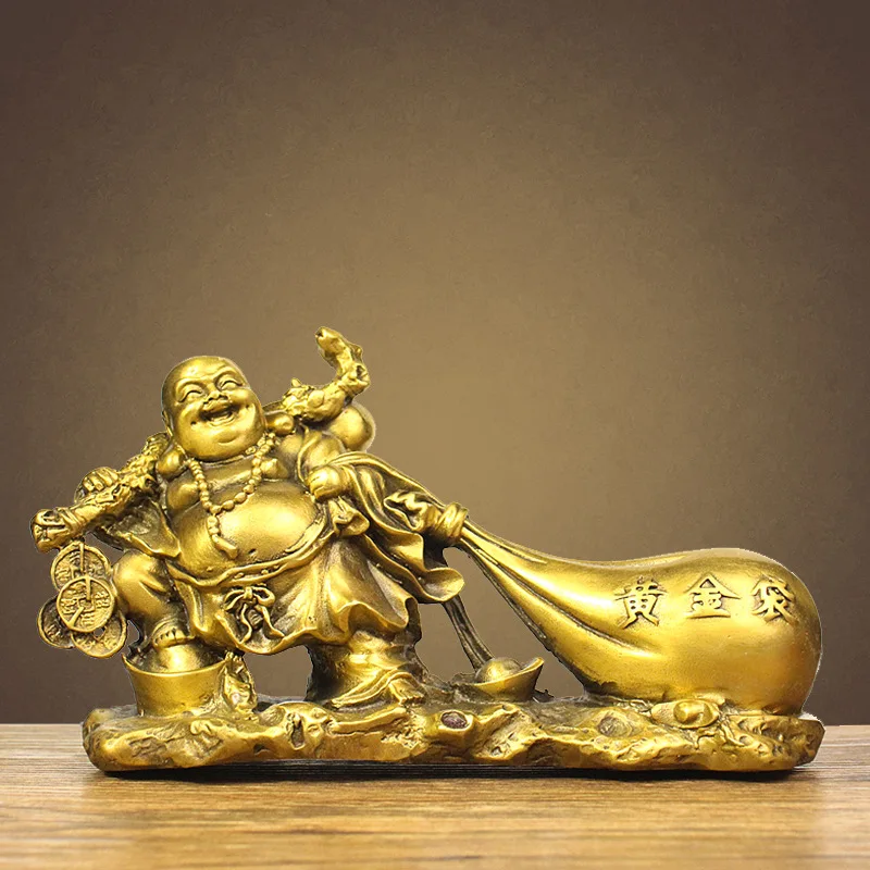 

Латунное украшение, яркий живот, смайлик Будды, тканевая сумка, Золотая сумка, Будда, украшение для дома, открытые подарки магазина