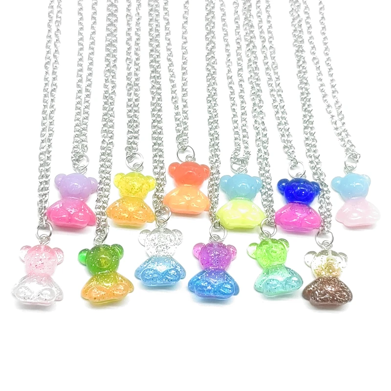 New Resin Teddy Bear Charm Candy Gradual Color Bear Pendant Metal Necklace Women's Girls' Party Jewelry 2022
New Resin Teddy Bear Charm Candy Gradual Color Bear Pendant Metal Necklace Women's Girls' Party Jewelry 2022