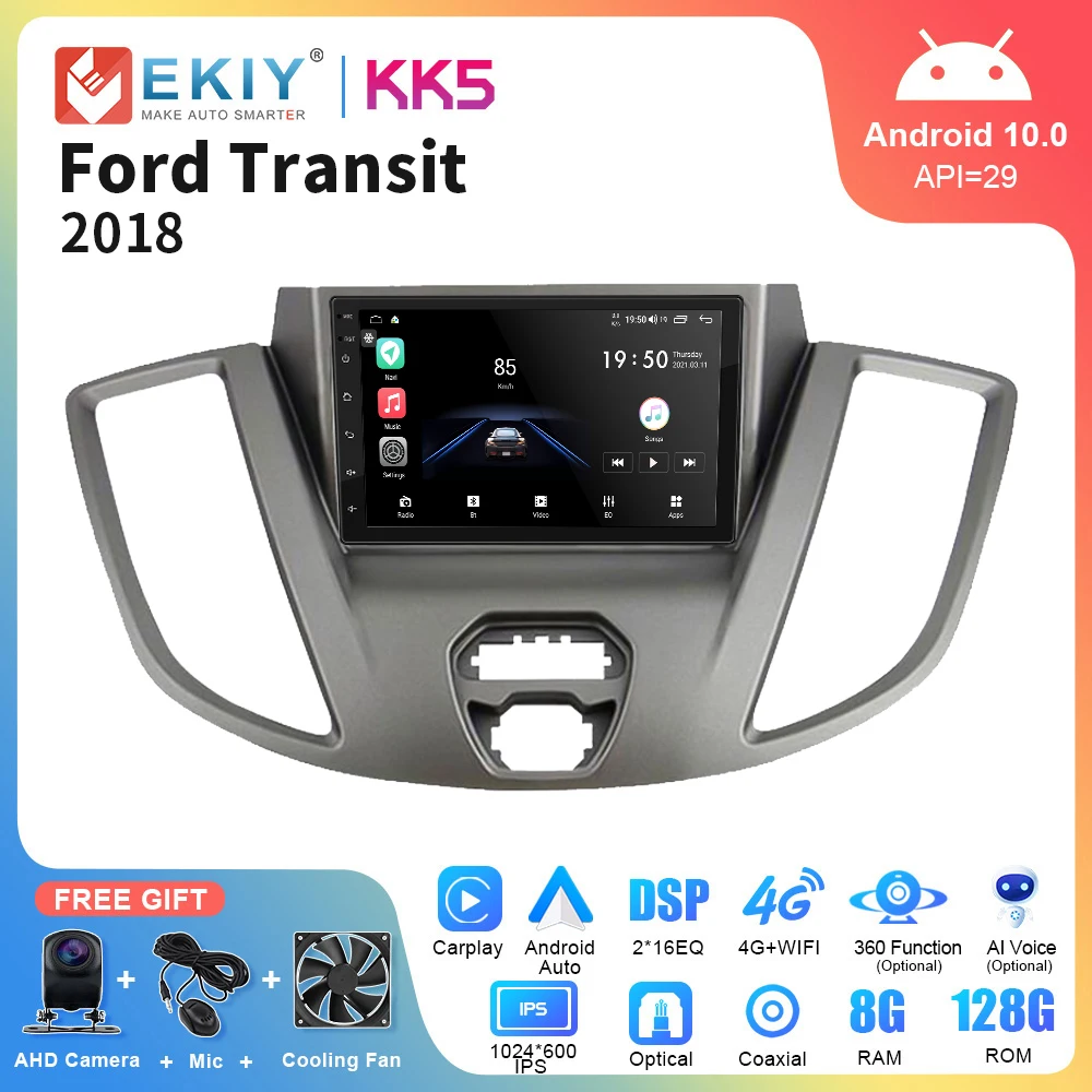 EKIY KK5 7 'ɸG 128G для Ford Transit 2018 стерео Автомагнитола DSP Carplay мультимедийный