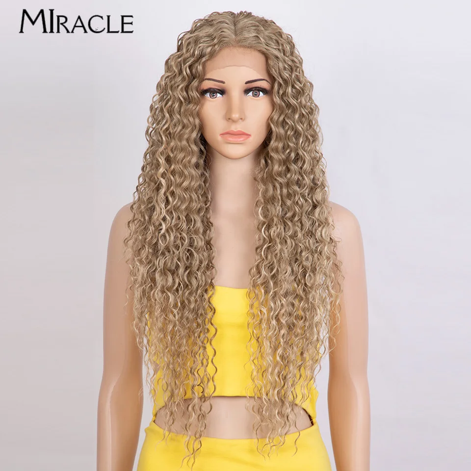 

MIRACLE Synthetic Lace Front Wig 31Inch Afro Kinky Curly Wigs for Women Cosplay Lace Wig Heat Resistant Fake Hair Blonde Wig