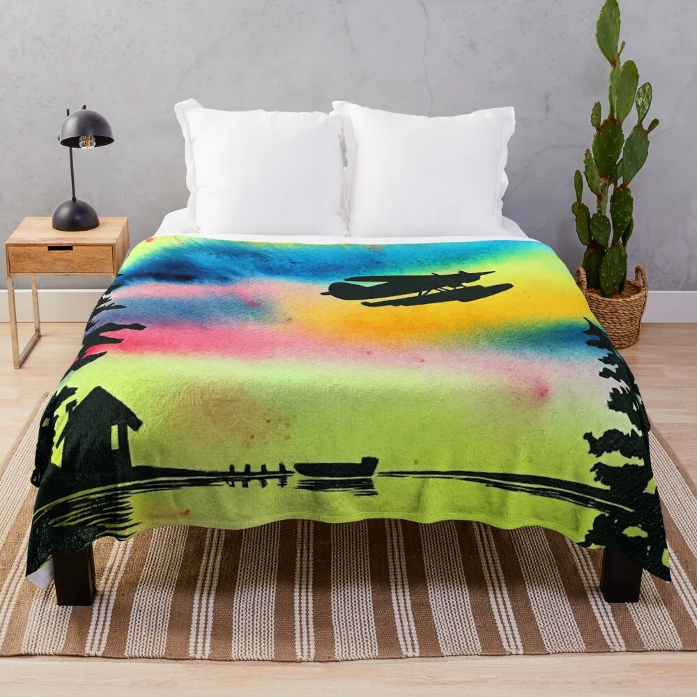 

Northern Watercolour Last Flight and Fishing Throw Blanket warm for winter Custom Bed covers Luxury St Blankets