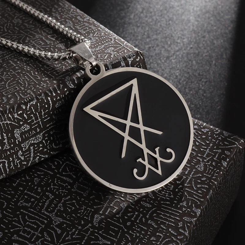 Classic Stainless Steel Rune Satan Lucifer Church Logo Necklace with Textured Pattern Jewelry Gift for Men and Women
Classic Stainless Steel Rune Satan Lucifer Church Logo Necklace with Textured Pattern Jewelry Gift for Men and Women