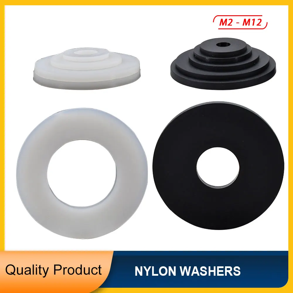 

M2 M2.5 M3 M4 M5 M6 M8 M10 M12 Nylon Washers Plastic Insulation Spacers Seals Black White 50PCS Round Spacer Standoff Nylon Ring