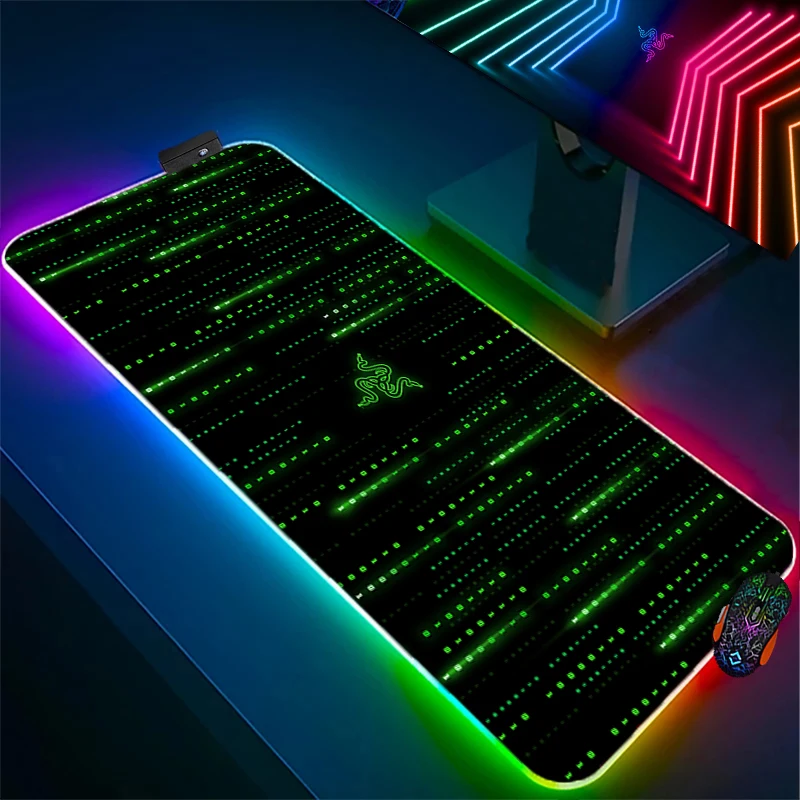 

Goliathus Razer RGB Mouse Pad Gaming 90X40 Gamer Accessories Pc Gaming Computers Mousepad Rubber Mat Table Pads Office Deskmat