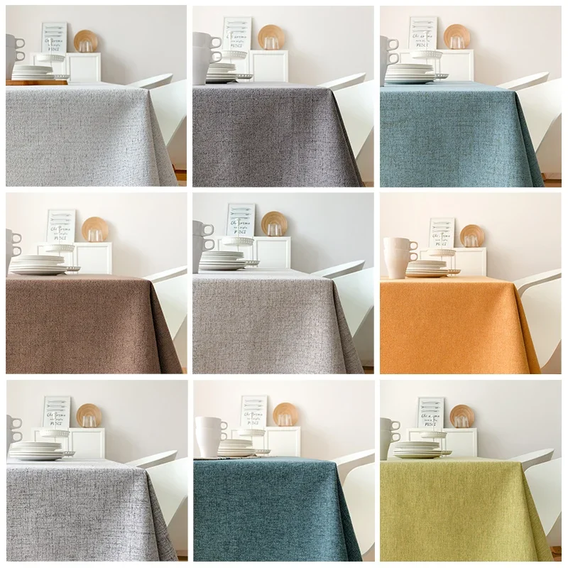 

Waterproof, oil resistant, and wash free cotton and linen dining table fabric, tea table, solid color linen