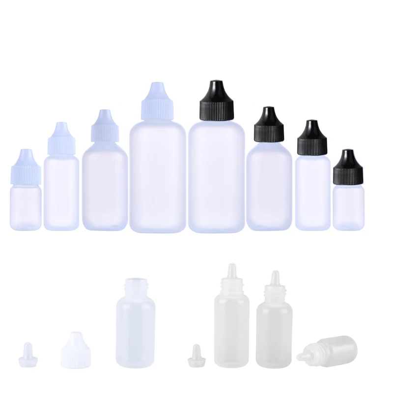 

5Pcs 10ml/30ml/60ml/90ml Empty PE Plastic Dropper Bottles Wig glue soft bottle Squeezable skin care makeup Applicator Containers