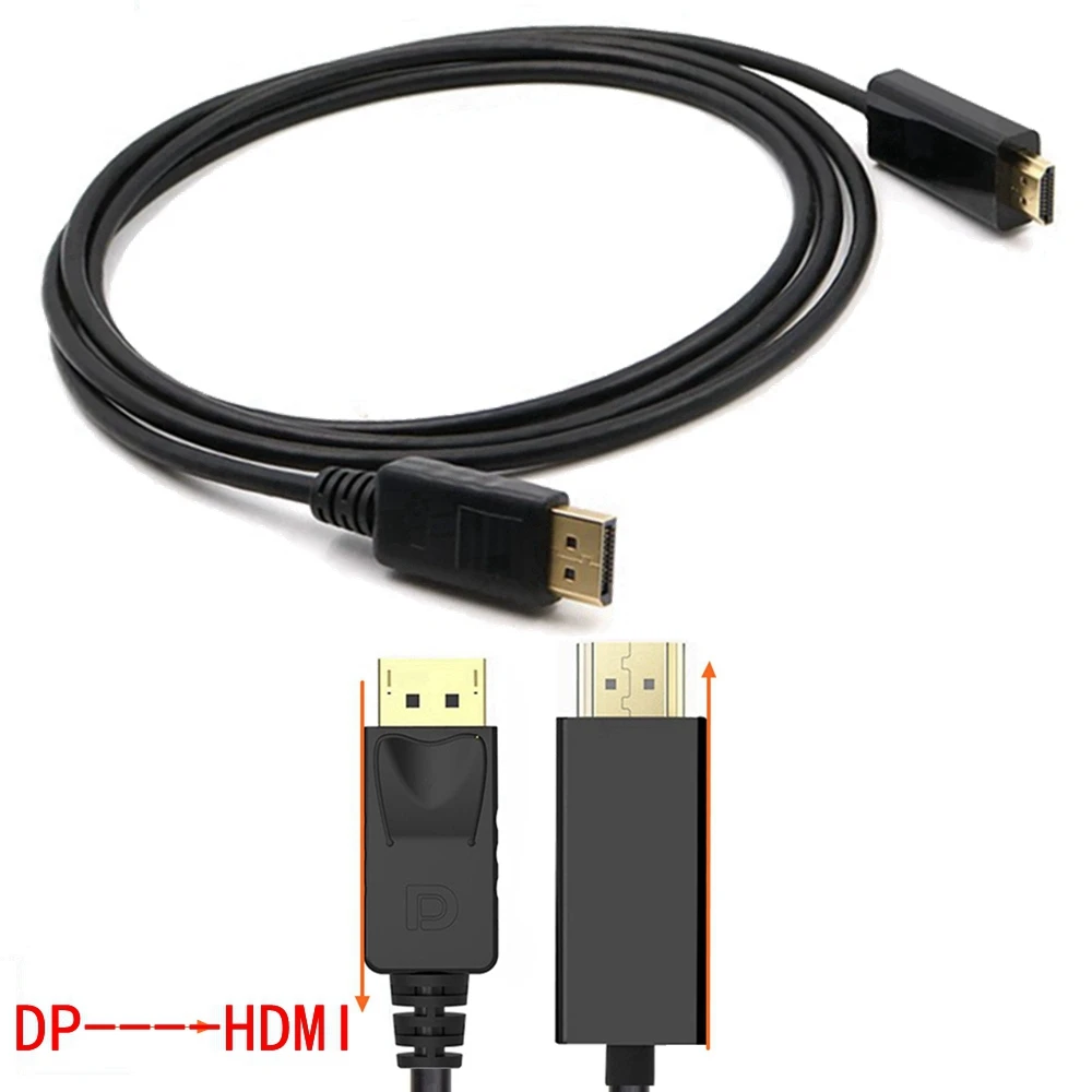 

6ft 1.8m Displayport Male dp to HDMI Compatible Male Cable Adapter Converter for PC Laptop HD Projector
