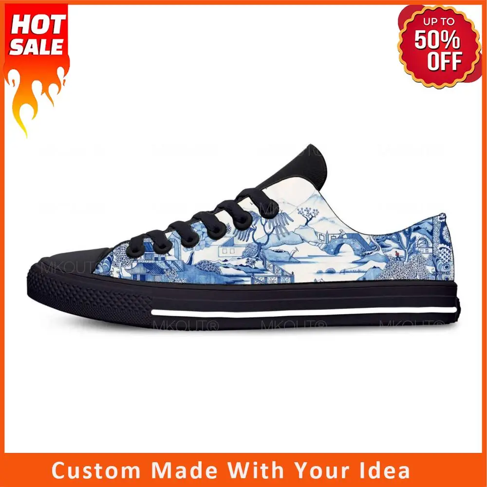 Blue White Willow Pagoda Chinoiserie China Pattern Casual Cloth Shoes Low Top Comfortable Breathable 3D Print Men Women Sneakers
Blue White Willow Pagoda Chinoiserie China Pattern Casual Cloth Shoes Low Top Comfortable Breathable 3D Print Men Women Sneakers
