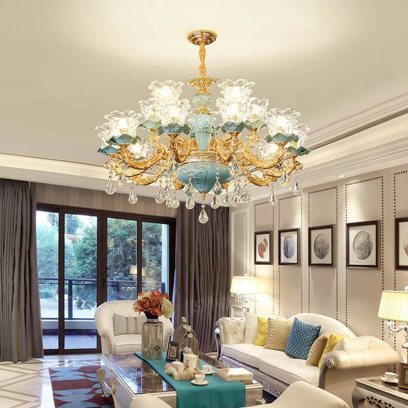 Luxurious K9 Crystal Living Room Chandelier Ceiling Lamp Ceramic Villa Bedroom Dining Room Blue Indoor Becoration Lamps
Luxurious K9 Crystal Living Room Chandelier Ceiling Lamp Ceramic Villa Bedroom Dining Room Blue Indoor Becoration Lamps