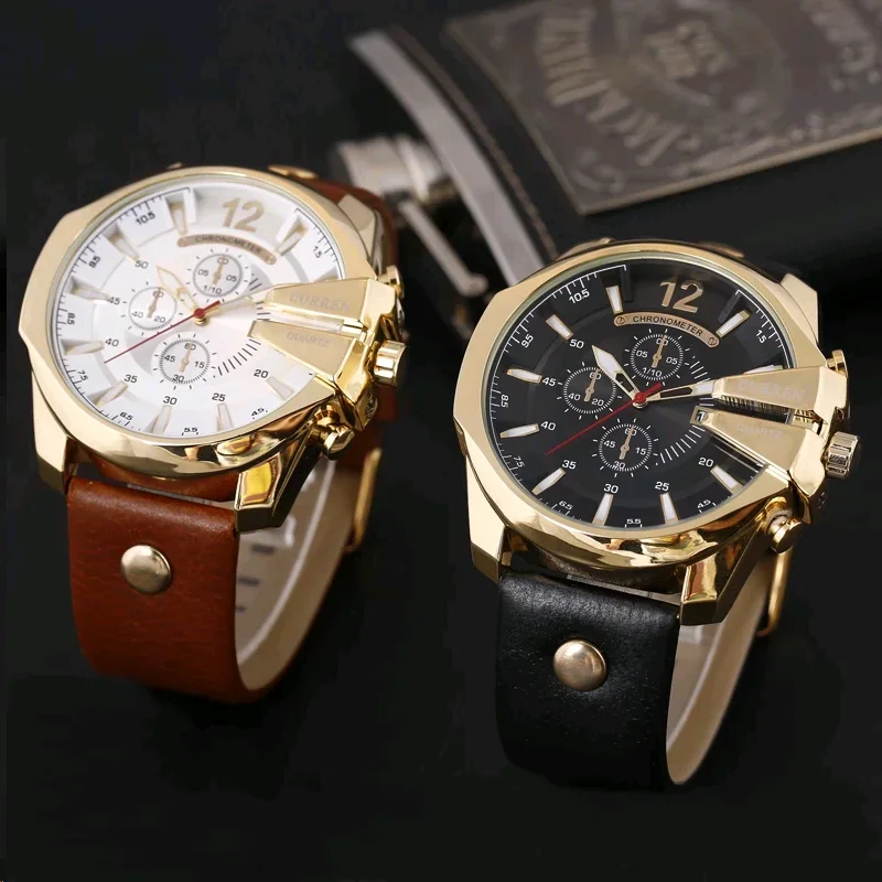 

CURREN 8176 Brand Fashion Quartz Men Watches Popular Big Dial Leather Watch Mens Retro Casual Waterproof Metal Male Clock