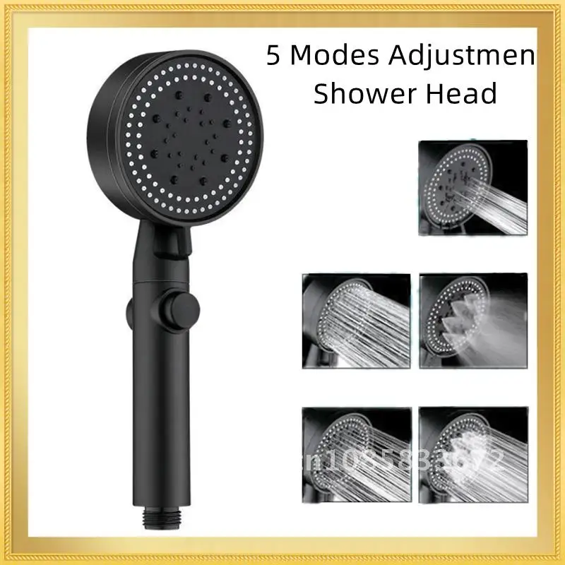 5 Modes Water Saving Shower Head Black Adjustable High Pressure Shower One-key Stop Water Massage Shower Head For Bathroom
5 Modes Water Saving Shower Head Black Adjustable High Pressure Shower One-key Stop Water Massage Shower Head For Bathroom