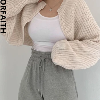 Colorfaith 여성용 니트 판초 짧은 카디건, 우아한 빈티지 미니멀리스트 레이디 상의, 시크한 한국 패션, 2023 SWC1653, 여름 신상 상품 이미지