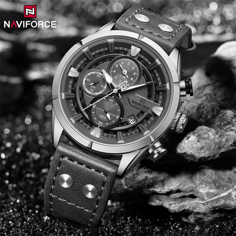 

NAVIFORCE New Watch For Men Luxury Sport Leather Strap Luminous Quartz Wristwatch Waterproof Male Chronograph Clock Reloj Hombre