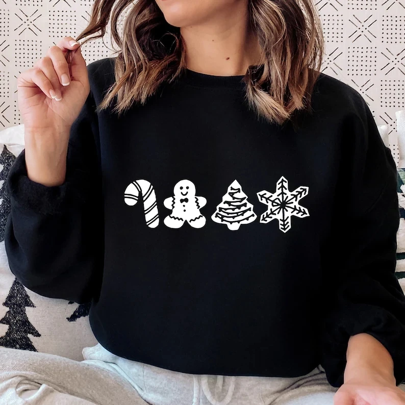 

Sweatshirt Cookies Merry Christmas Funny Party Streetwear harajuku Cotton goth y2k kawaii Fashion Women Sudadera Drop Shipping