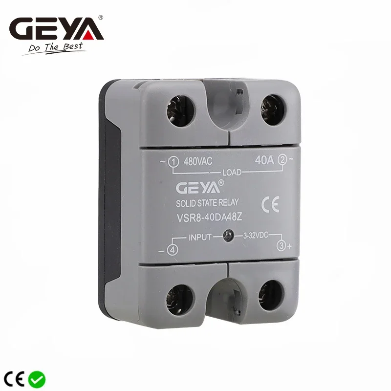 

GEYA VSR8 Solid State Relay SSR-10DA SSR-25DA SSR-40DA 10A 25A 40A Relay Module 3-32V Input DC 24-480VAC Output