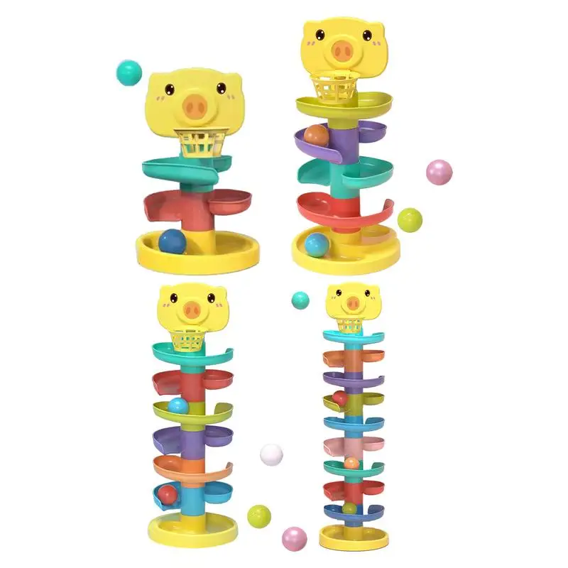 

Ball Tower Rolling Ball Pile Tower Early Educational Toy For Babies Rotating Track Toy for Toddler Stacking Toy For Kids Gifts