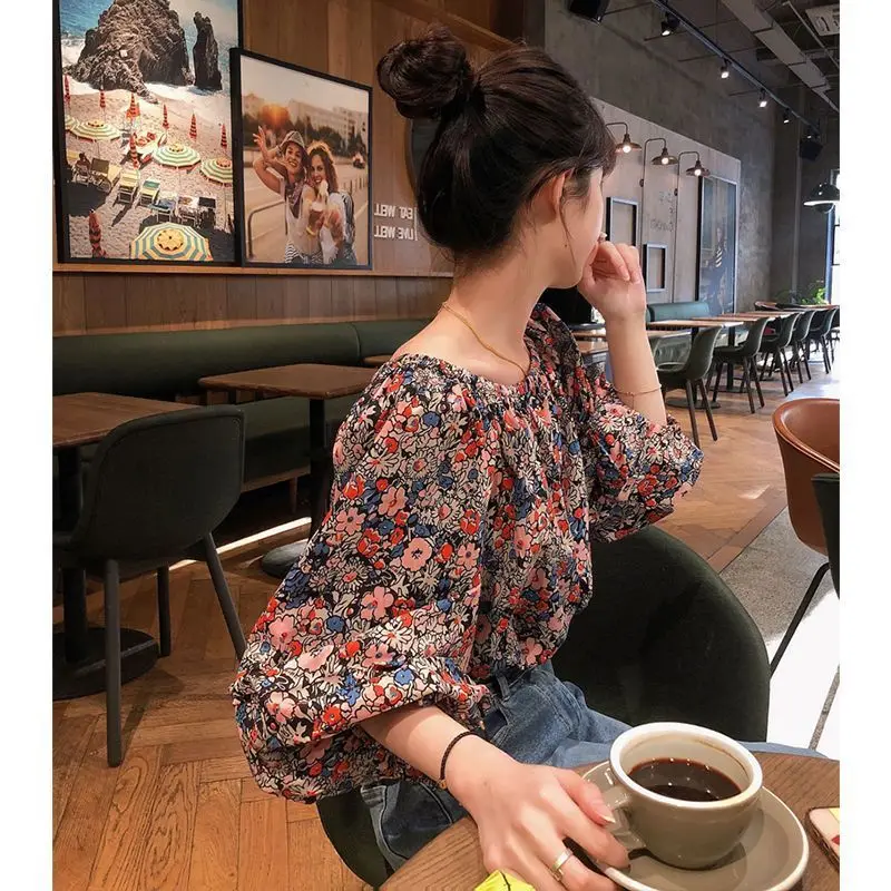 

Женская Офисная рубашка с длинным рукавом, Элегантная Повседневная Деловая блузка в Корейском стиле с цветочным принтом, одежда для весны и осени, C275