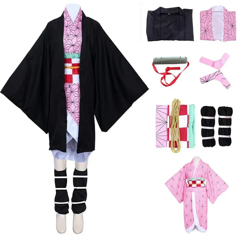 

Костюм для косплея камадо незуко из аниме «рассекающий демонов», кимоно с париком хаори для женщин и мужчин, костюмы на Хэллоуин для взрослых и детей