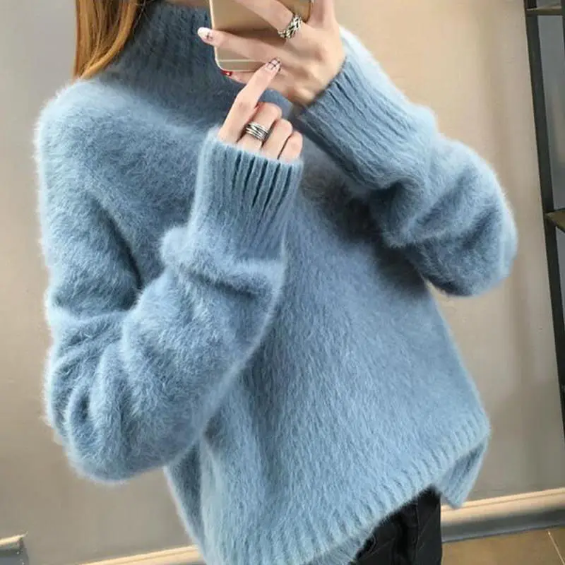 Fashion Women Long Sleeve Knitted Sweaters Autumn Winter New Solid Mink Velvet Cashmere Korean Basic Casual Pullovers Tops Q737
Fashion Women Long Sleeve Knitted Sweaters Autumn Winter New Solid Mink Velvet Cashmere Korean Basic Casual Pullovers Tops Q737